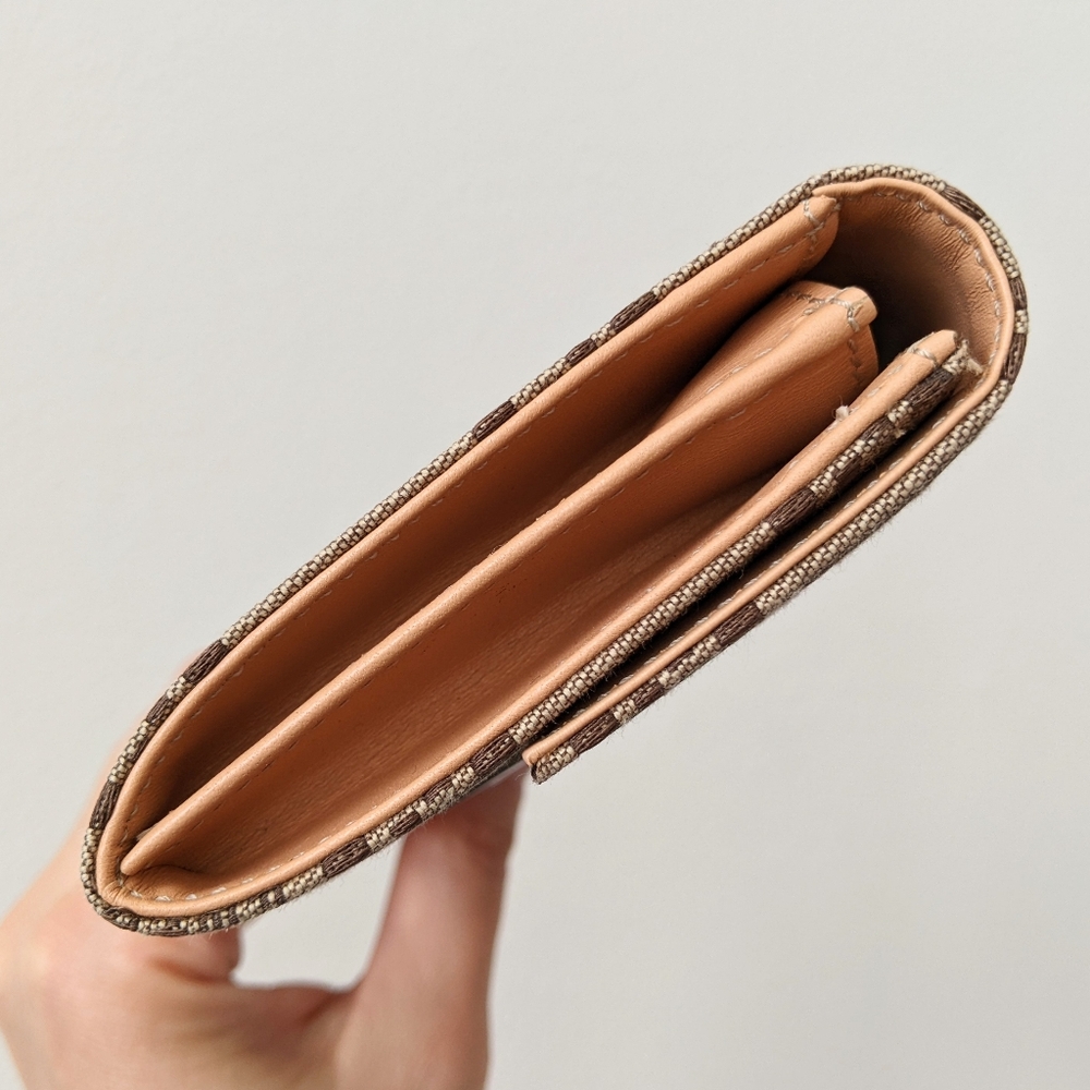 Fendi Brown Monogram Canvas Wallet with Peach Leather Accent - Picture 4 of 14